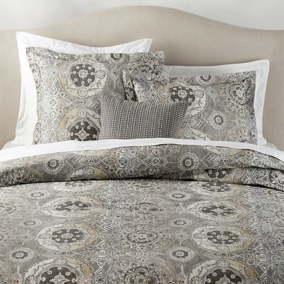 Pottery Barn Jacquelyn medallion organic sateen full queen  duvet cover - Picture 7 of 12
